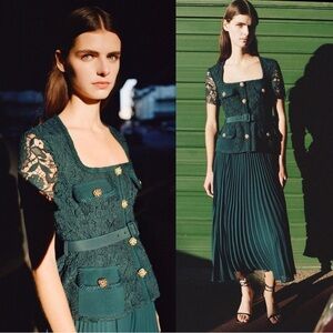 SELF PORTRAIT teal Guipure Lace Dress